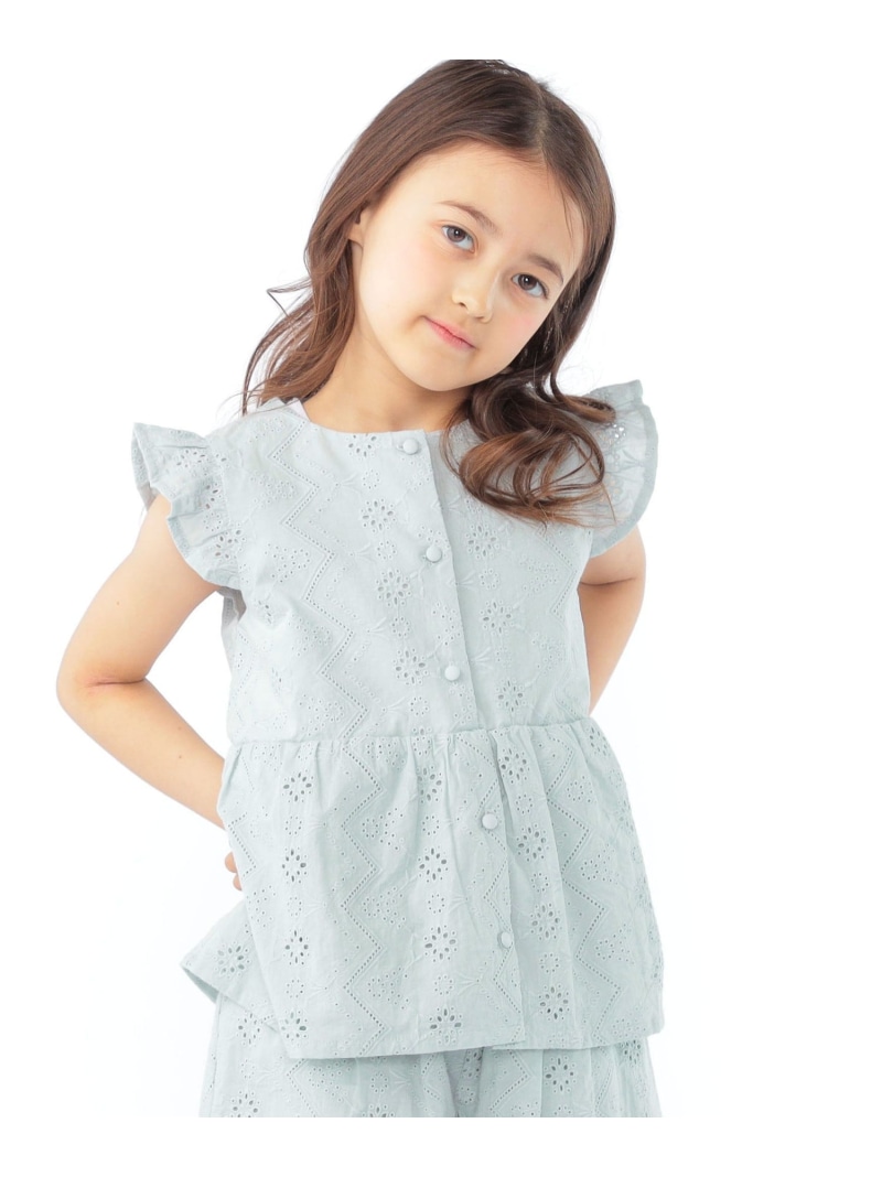 SHIPS KIDS:100~130cm / レース エンブロイダリー ペプラム ブラウス SHIPS KIDS シップス トップス シャツ・ブラウス ホワイト【送料無料】[ Fashion]