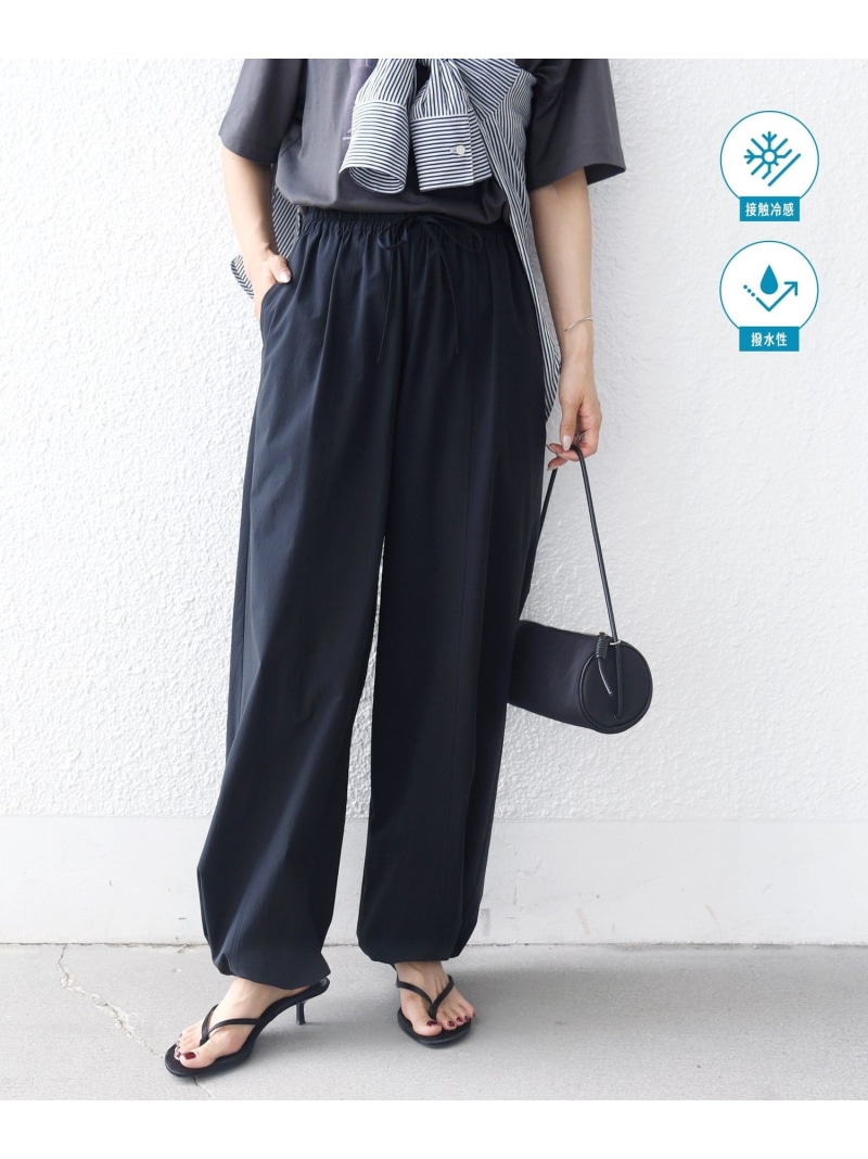 《予約》＜接触冷感 / 撥水加工＞TEXBRID(R) 裾 ドロスト パンツ SHIPS WOMEN シップス パンツ その他のパンツ ブラウン ブラック【先行予約】*【送料無料】[ Fashion]