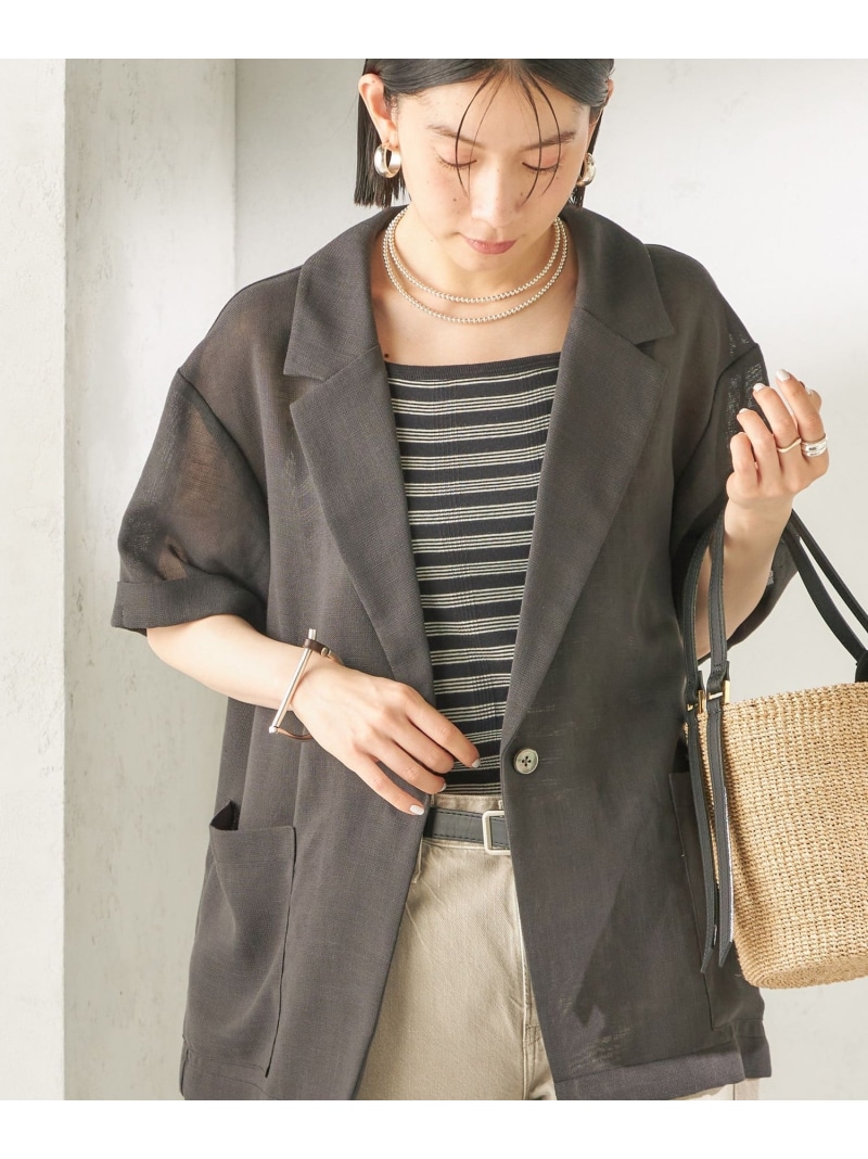 《予約》＜手洗い可能＞麻調 メッシュ ジャケット シャツ SHIPS WOMEN シップス トップス シャツ・ブラウス ベージュ【先行予約】*【送料無料】[ Fashion]