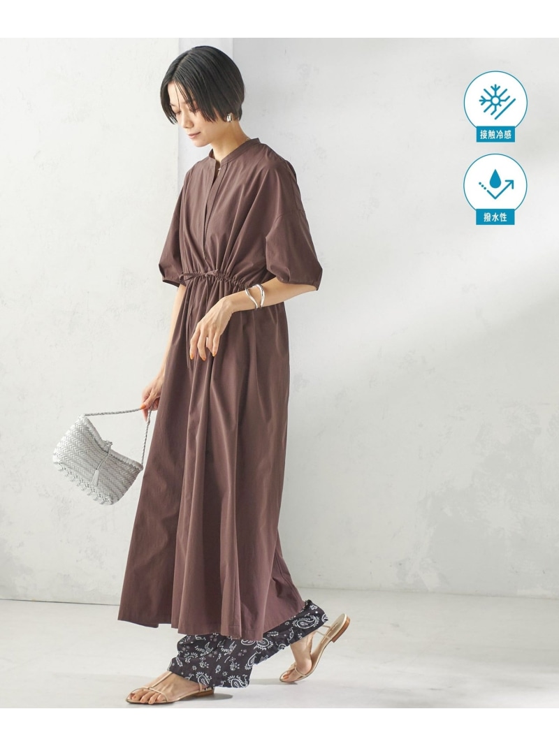 《予約》＜接触冷感 / 撥水加工＞TEXBRID(R) タフタ ウエスト 切替 ワンピース SHIPS WOMEN シップス ワンピース・ドレス ワンピース ブラック ブラウン【先行予約】*【送料無料】[ Fashion]