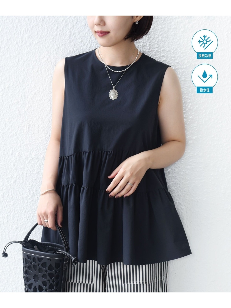 《予約》＜接触冷感 / 撥水加工＞TEXBRID(R) タフタ ノースリーブ ブラウス SHIPS WOMEN シップス トップス シャツ・ブラウス ホワイト ブラック【先行予約】*【送料無料】[ Fashion] 12,705円