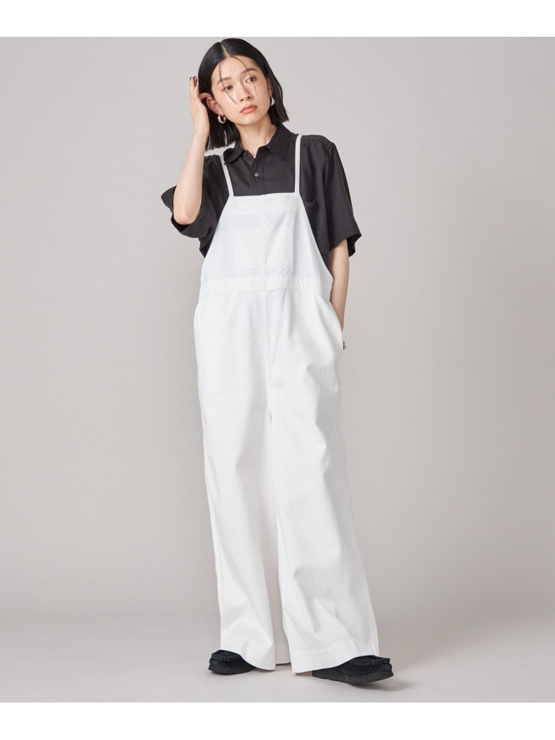 【SALE／30%OFF】SHIPS NINE CASE:＜洗濯機可能＞カツラギ サロペット SHIPS WOMEN シップス オールインワン・オーバーオール オーバーオール・サロペット ホワイト ブラック【RBA_E】【送料無料】[ Fashion]