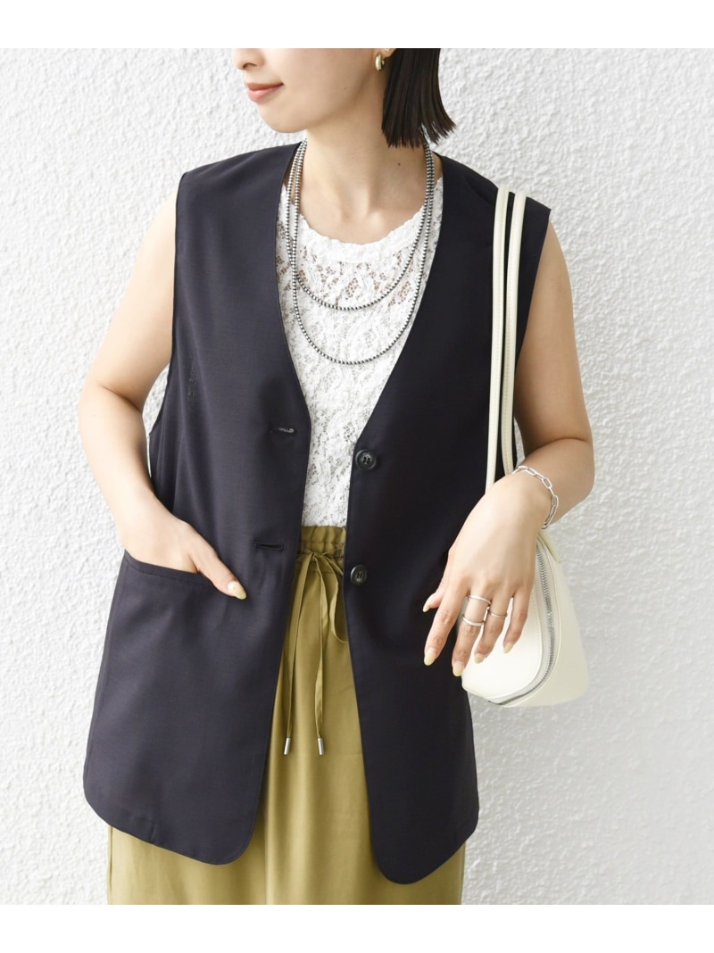 【SALE／30%OFF】＜防シワ加工＞チノ ウール ボタン ジレ SHIPS WOMEN シップス トップス ベスト・ジレ ブラック ブラウン【RBA_E】【送料無料】[ Fashion]