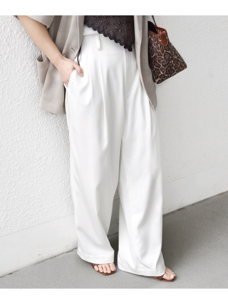 ＜接触冷感/UVカット/手洗い可能＞スマート イージー デニム ライク タック パンツ SHIPS WOMEN シップス パンツ その他のパンツ ネイビー ホワイト【送料無料】[ Fashion]