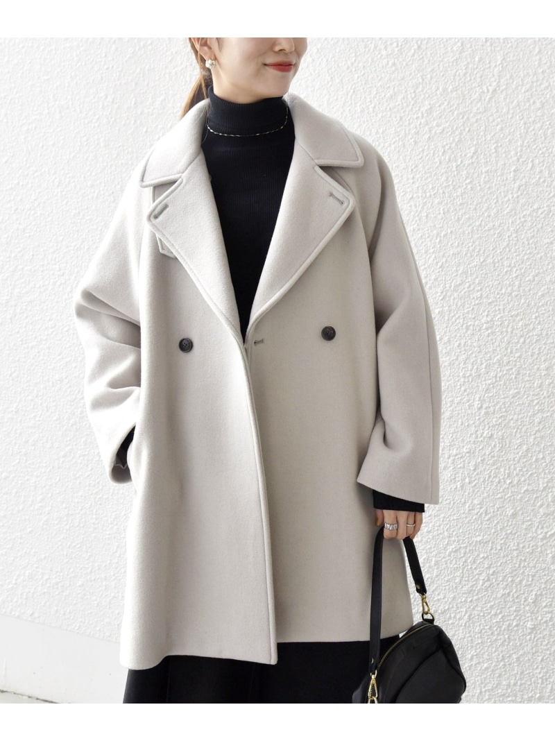 【WEB限定】SHIPS any: PURE WOOL スタンド \u0026 テーラード ハーフ コート SHIPS any シップス ジャケット・アウター その他のジャケット・アウター ベージュ ネイビー【送料無料】[ Fashion]