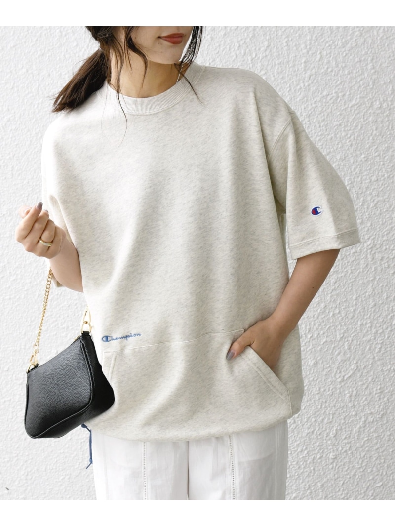 【SHIPS any別注】Champion: ロゴ刺繍 スピンドル スウェット Tシャツ 26SS◇ SHIPS any シップス トップス カットソー・Tシャツ ベージュ ブラック【送料無料】[ Fashion]