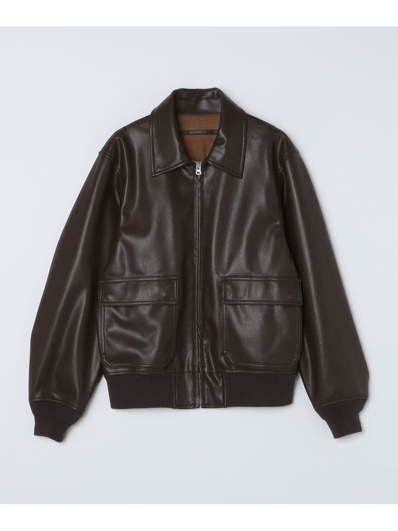 【SALE／45%OFF】BENCH MARKING SHIRTS: 合成皮革 A2 ブルゾン SHIPS MEN シップス ジャケット・アウター カバーオール・ワークジャケット ブラック ブラウン【RBA_E】【送料無料】[ Fashion]｜SHIPS　シップス