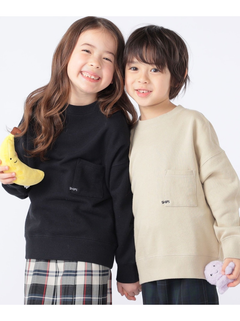 【WEB限定】SHIPS KIDS:100~160cm / NEW マイクロ ロゴ スウェット SHIPS KIDS シップス トップス スウェット・トレーナー ブラック グレー ベージュ【送料無料】[ Fashion]