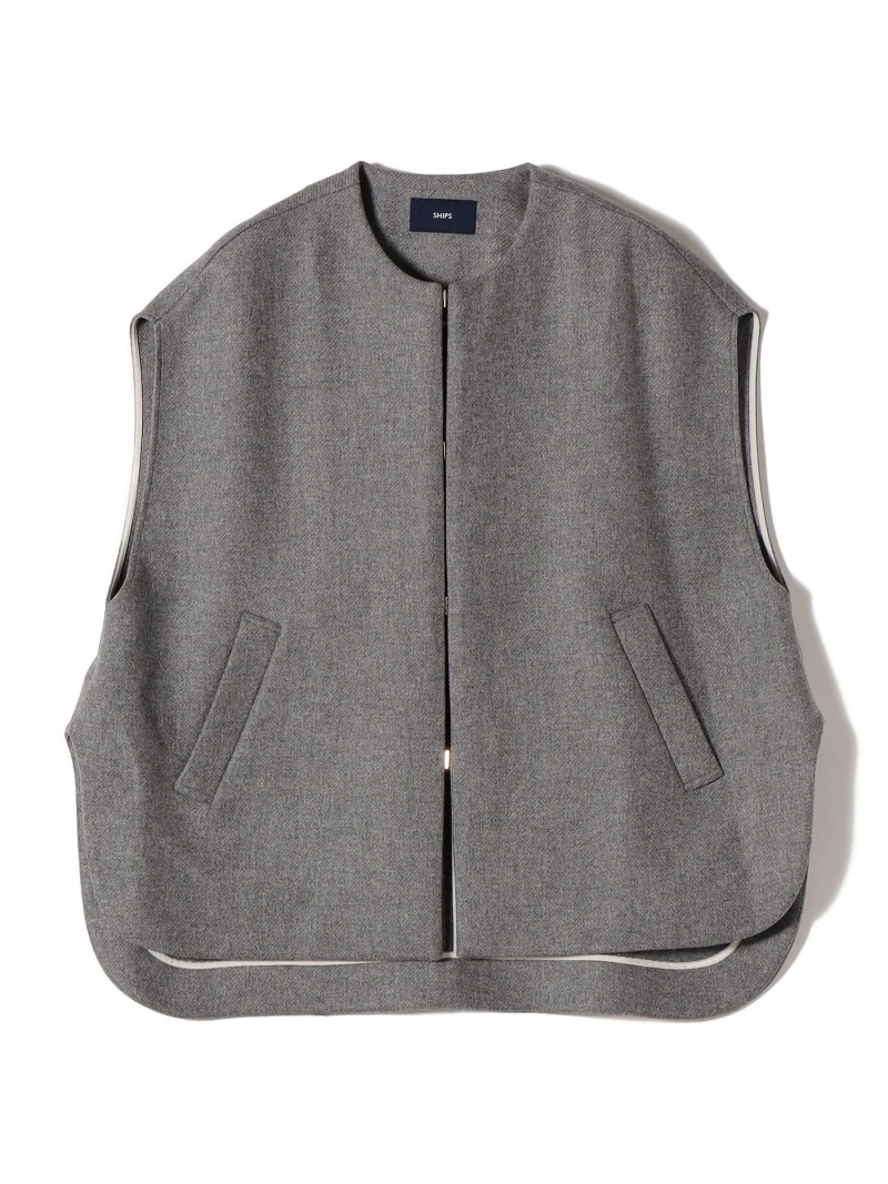 【SALE／30%OFF】Bellandi メルトン ウール ジレ SHIPS WOMEN シップス トップス ベスト・ジレ グレー ベージュ【RBA_E】【送料無料】[ Fashion]｜SHIPS　シップス