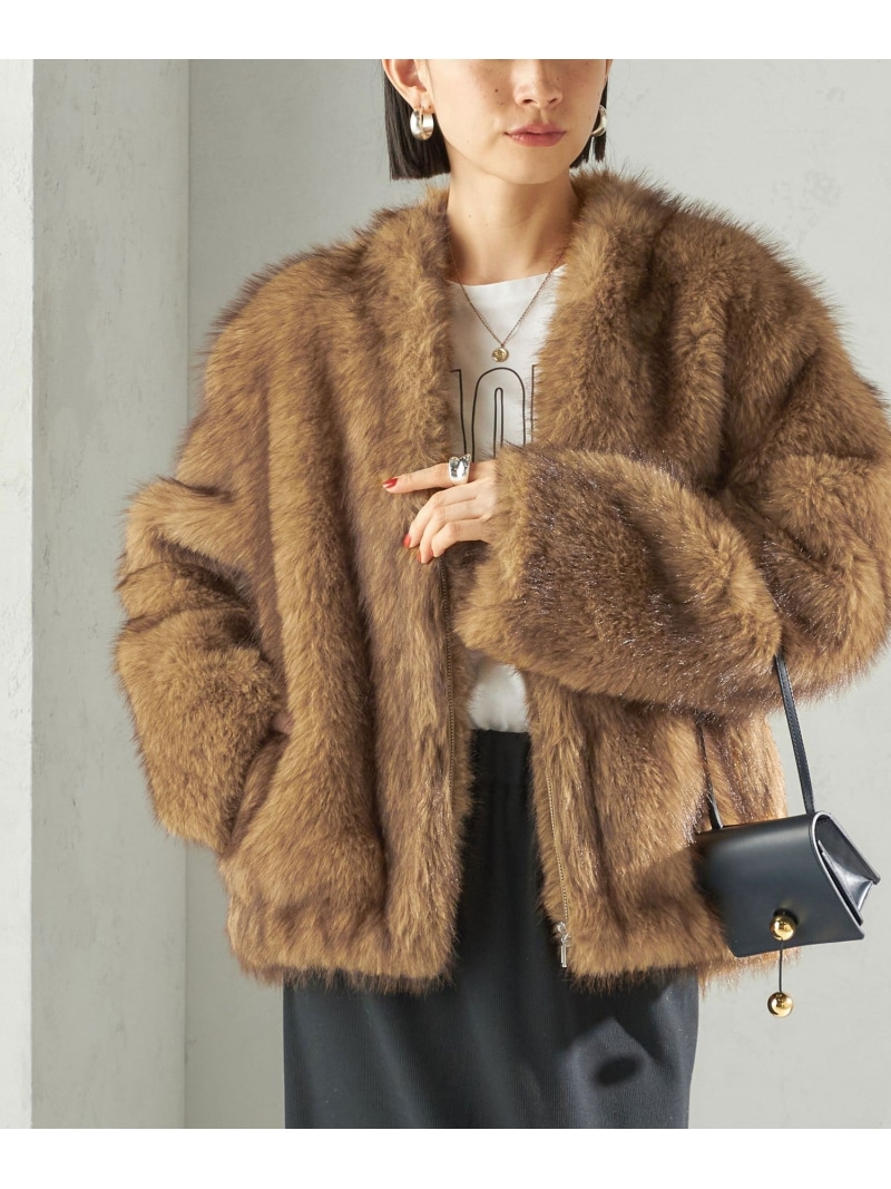 【SALE／40%OFF】フェイク ファー コクーン ブルゾン SHIPS WOMEN シップス ジャケット・アウター その他のジャケット・アウター ブラウン【RBA_E】【送料無料】[ Fashion]
