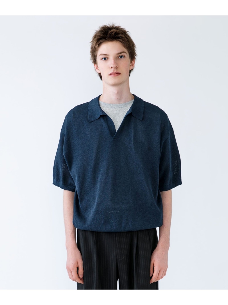 【City Ambient Products別注】crepuscule: WASHI SKIPPER ニットポロ SHIPS MEN シップス トップス ポロシャツ ネイビー レッド ブラウン【送料無料】[ Fashion]｜SHIPS　シップス