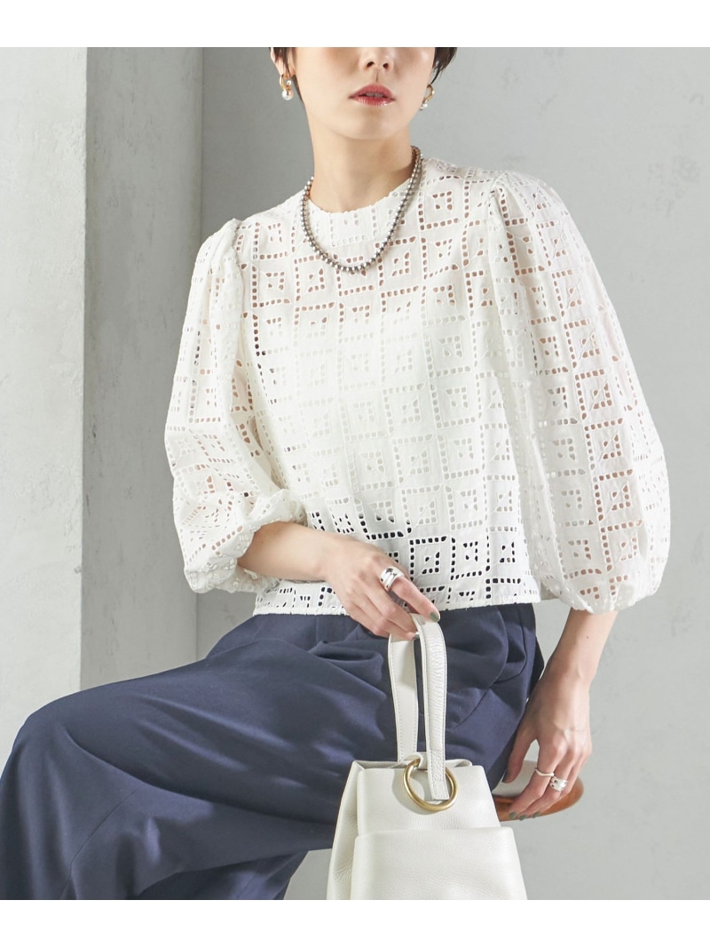 【SALE／50%OFF】＜手洗い可能＞Broche スクエア レース 2WAY ブラウス SHIPS WOMEN シップス トップス シャツ・ブラウス ブラック ホワイト【RBA_E】【送料無料】[ Fashion]