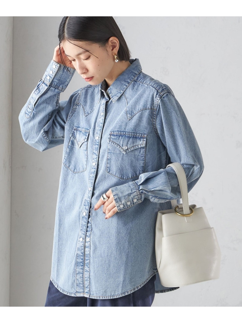 【SALE／30%OFF】ROCKMOUNT:＜洗濯機可能＞デニム ウエスタン SHIPS WOMEN シップス トップス シャツ・ブラウス ブルー【RBA_E】【送料無料】[ Fashion]