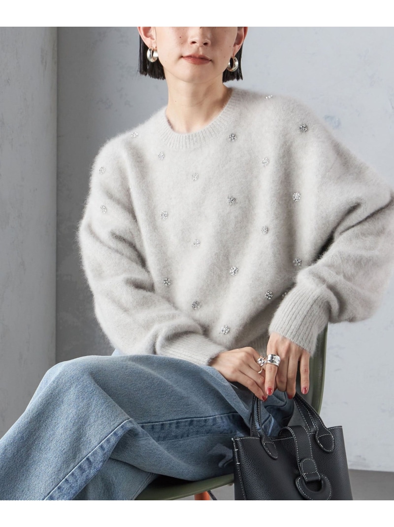 【SALE／30%OFF】＜手洗い可能＞ビジュー FOX クルーネック プルオーバー SHIPS WOMEN シップス トップス ニット グレー ネイビー【RBA_E】【送料無料】[ Fashion]