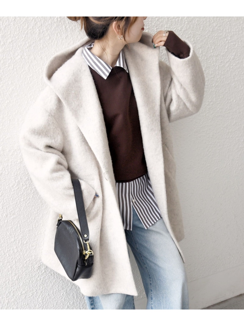 【SALE／40%OFF】SHIPS any: シャギー フーディー 化粧着 厚地の外套 SHIPS any シップス ジャケット・アウター 余分の物のジャケット・アウター 薄墨色 白いこと 赤銅色 米国海軍【RBA_E】【貨物輸送無料】[ Fashion]