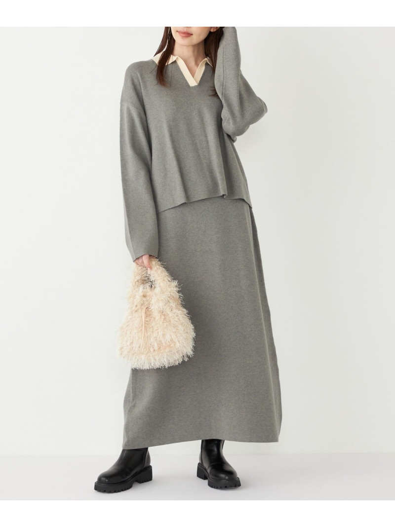 【SALE／20%OFF】SHIPS Colors:＜手洗い可能＞スキッパー ニット * スカート セットアップ◇ SHIPS Colors シップス トップス ニット ネイビー グレー ベージュ【RBA_E】【送料無料】[ Fashion]