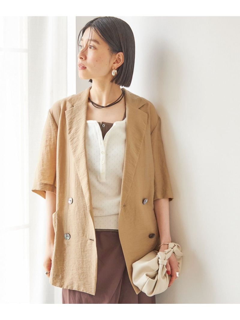 《予約》＜手洗い可能＞シルク混 シアー 羽織 半袖 ジャケット SHIPS WOMEN シップス ジャケット・アウター テーラードジャケット・ブレザー カーキグリーン ネイビー【先行予約】*【送料無料】[ Fashion] 17,182円