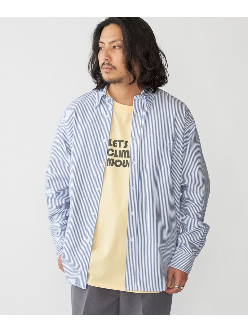 SHIPS: スーピマ コットン ボタンダウン オックスフォード ロングスリーブ シャツ SHIPS MEN シップス トップス シャツ・ブラウス ブルー ホワイト【送料無料】[ Fashion]｜SHIPS　シップス
