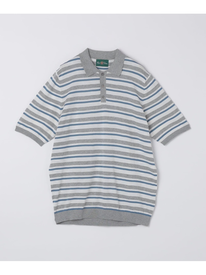 【SALE／40%OFF】ALANPANE: 16ゲージ マルチボーダー コットン ニット ポロシャツ SHIPS MEN シップス トップス ニット グレー【RBA_E】【送料無料】[ Fashion]｜SHIPS　シップス