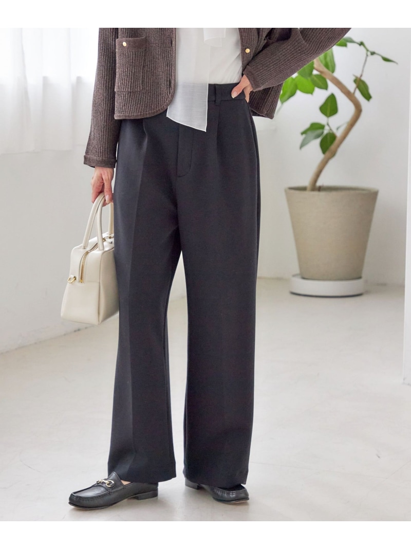 【SALE／40%OFF】＜洗濯機可能 / セレモニー対応可＞ポリエステル レーヨン ダンボール ストレート パンツ SHIPS WOMEN シップス パンツ スラックス・ドレスパンツ ネイビー ブラック【RBA_E】【送料無料】[ Fashion]