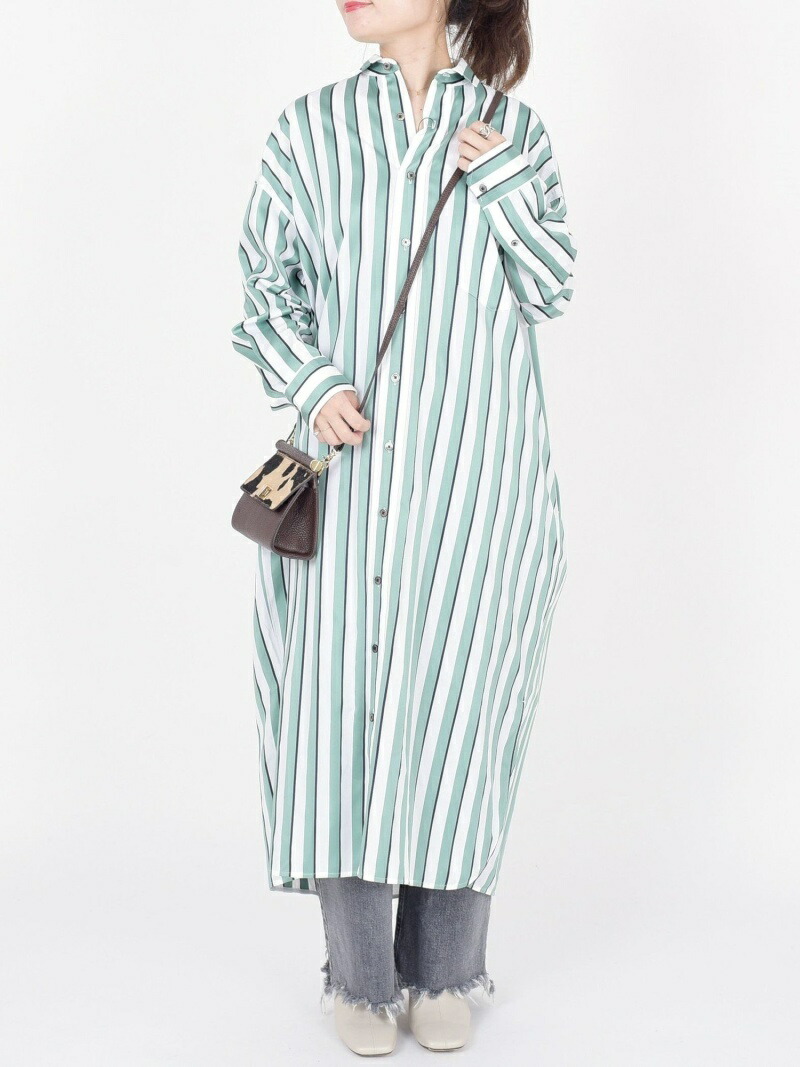 楽天市場 Sale 37 Off Ticca マルチストライプビッグシャツワンピース Ships Women シップス ワンピース シャツワンピース グリーン Rba E 送料無料 Rakuten Fashion Ships シップス