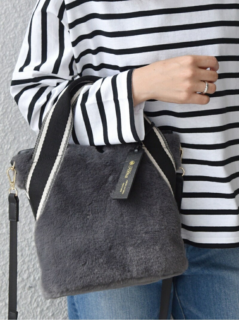 予約 Folna ライン バッグ ソリッド ファー Ships フェイク