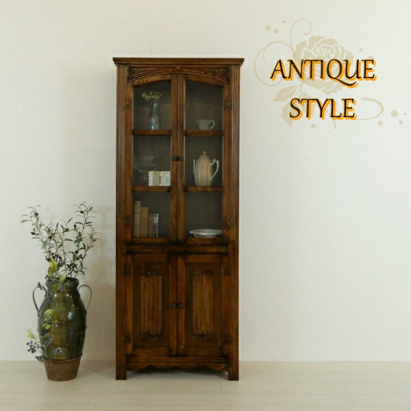 楽天市場】ガラスキャビネット カップボード 天然木 木製 オーク