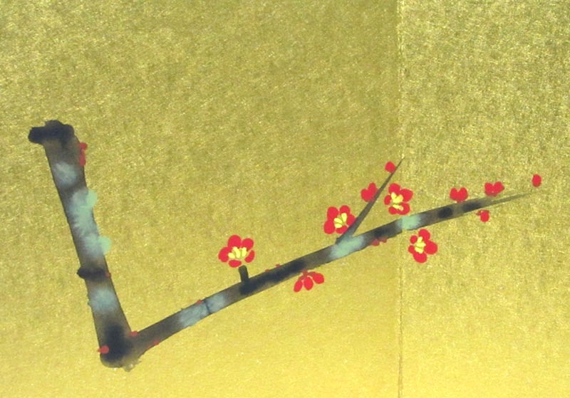 和雑貨 和風インテリア 海外向け おみやげ二曲一双屏風 手描き屏風 梅図 Educaps Com Br