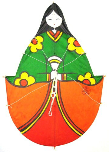 民芸品　和凧　北九州市　(戸畑） 日本凧　手作り　手描き 孫次凧　　ひな祭り　お雛様　女雛凧(大)