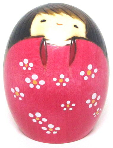 日本のお土産にも人気 日本製　民芸品　工芸品 卯三郎作　こけし　しあわせ(小）　ピンク