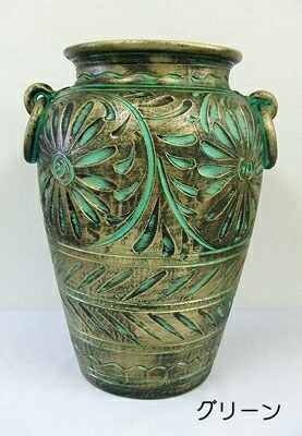 楽天市場】傘立て 陶器 イタリア グリーン ゴールド 手彩色 傘立て