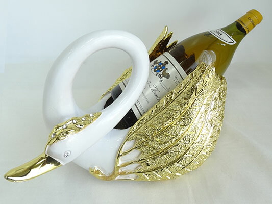 【貨物輸送無料】ぶどう酒保持者 鵠 白鳥 ゴールド 水晶