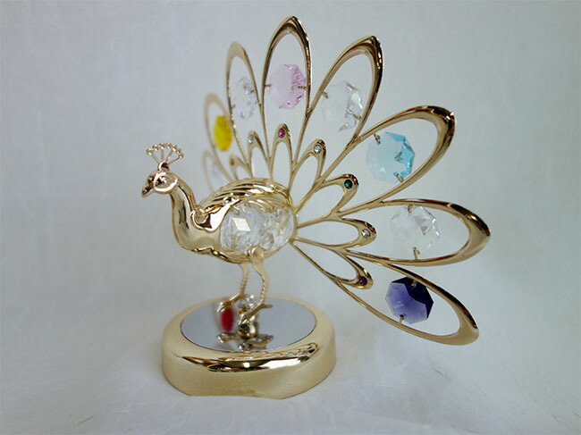 楽天市場】クリスタルオーナメント 孔雀クジャク オブジェ クリスタル