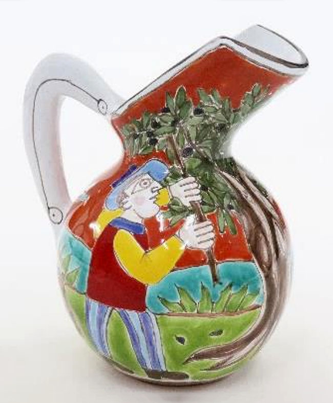 【送料無料】＜br /＞イタリア製　シチリア陶器　スザンナ・デ・シモーネ　花瓶　＜br /＞フラワーベース　花器　飾り壺　インテリア雑貨　置物　輸入雑貨　＜br /＞ハンドメイド　かわいい　おしゃれ