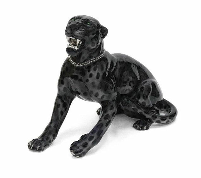 楽天市場】黒ヒョウ ブラック レオパード パンサー 置物