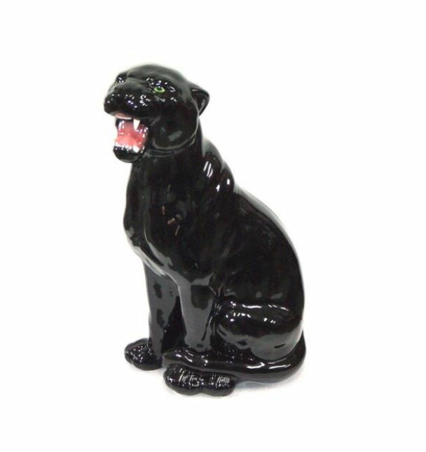 豹　陶器置物 楽天市場】【ランキング1位獲得】 陶器置物 黒ヒョウの置物迫力