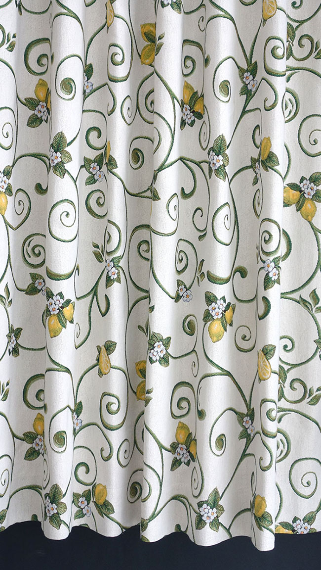 楽天市場 カーテン オーダーカーテン 送料無料 高級 スペイン製 花柄 ジャスミンbk 巾 100cm 丈 150cm 1 5倍ヒダ新築 マンション かけ替え 掛替 カーテン インテリア シロヤマ