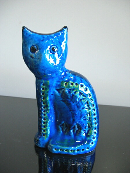 楽天市場】イタリア製 輸入雑貨 ネコ 猫 陶器 置物 オブジェ ブルー