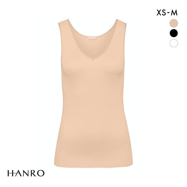 【メール便(25)】 ハンロ コットン シームレス タンクトップ HANRO COTTON SEAMLESS Vネック インナー レディース 全3色 XS-M