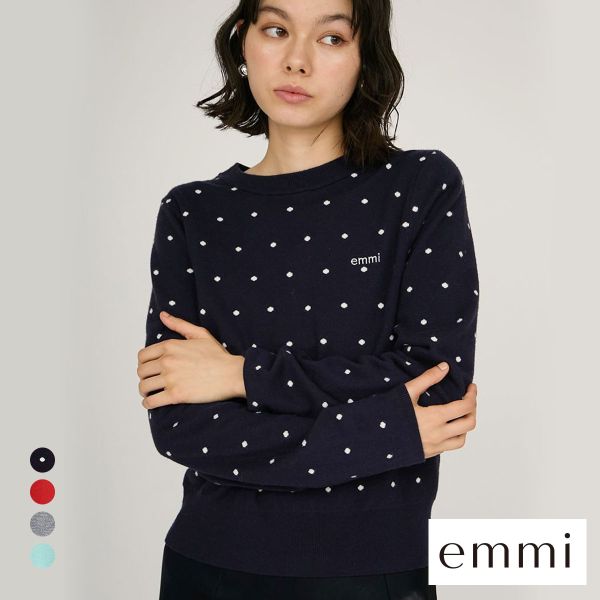 30％OFF エミ ウール混emmiロゴクルーネックニットトップス emmi レディース 全4色