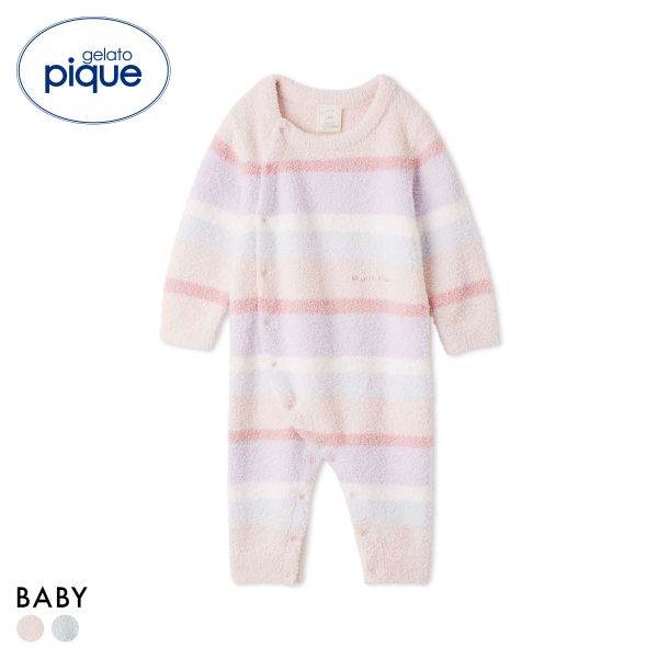 ジェラートピケ キッズアンドベイビー ベビー ベビモコカラフルボーダーロンパース ジェラピケ ルームウェア gelato pique Kids＆Baby BABY 全2色 70-80