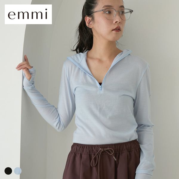 30％OFF【メール便(13)】 エミ Mt.Breath WoolRパーカートップス emmi レディース 全2色