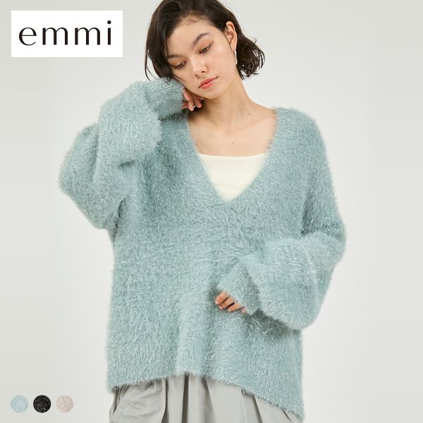 30％OFF エミ フェザーラメニットプルオーバー emmi レディース 全3色