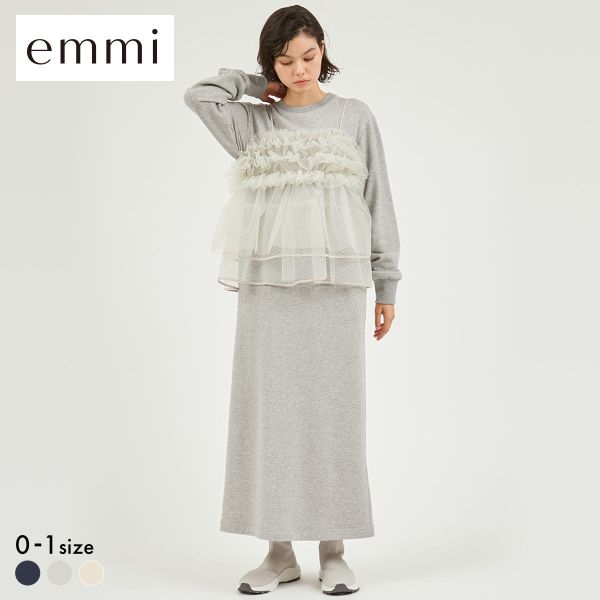 20％OFF エミ セットアイテム チュールビスチェ×裏毛ワンピースセット emmi レディース 全3色 0-1