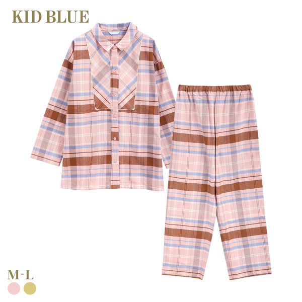 キッドブルー 25ネルチェック 長袖 フルレングス 上下セット パジャマ KID BLUE レディース 全2色 M-L ギフト プレゼント ルームウェア セットアップ｜SHIROHATO（白鳩） 14,630円