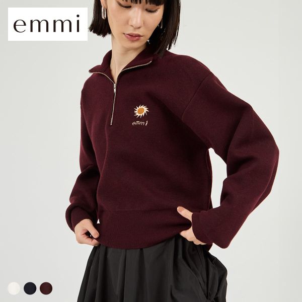 30％OFF エミ Global warming ハーフジップニットトップス emmi レディース 全3色｜SHIROHATO（白鳩）