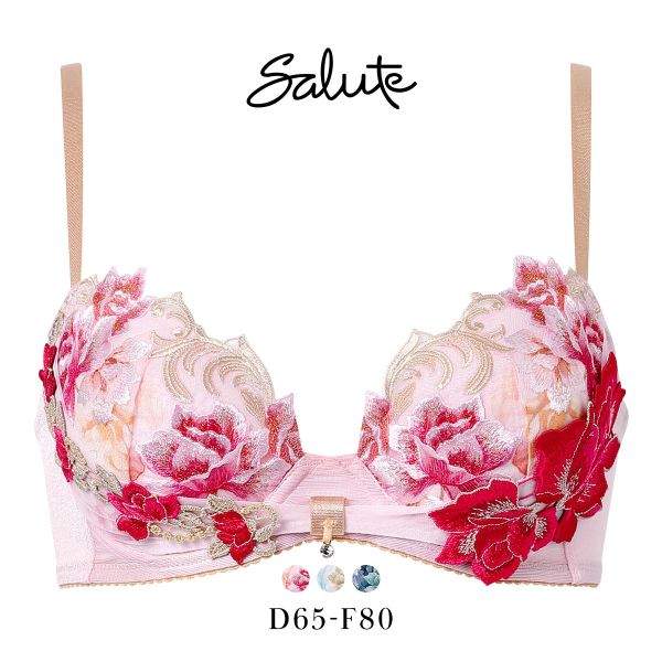 【20%OFF・7/27 09:59まで】 ワコール サルート 26グループ 26G リボンブラ ブラジャー DEF 谷間キープ 脇高 Wacoal Salute BTJ726 25AWシーズン 大きいサイズ レディース 下着 全3色 D65-F80 ev_sp_20｜SHIROHATO（白鳩）
