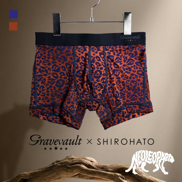 ＼P5倍・4/15 23:59まで／グレイブボールト Gravevault×SHIROHATO 別注 限定カラー NEO LEOPARD ショートボクサーパンツ メンズ 前とじ M L XL 全2色 M-XL