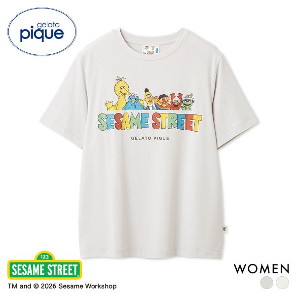ジェラートピケ レディース SESAME STREET ワンポイントTシャツ ジェラピケ セサミストリート ルームウェア gelato pique 全2色