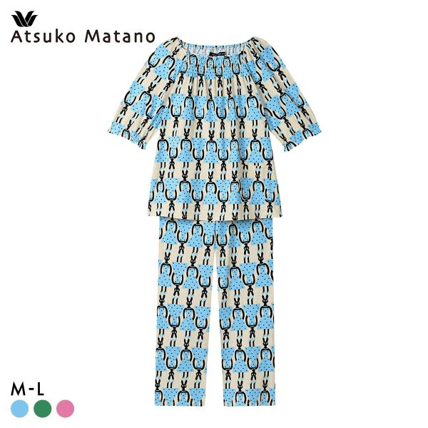 15％OFF ワコール マタノアツコ うさぎ パジャマ 上下セット 半袖 6分袖 ルームウェア Wacoal ATSUKO MATANO レディース 全3色 M-L ギフト プレゼント セットアップ｜SHIROHATO（白鳩）